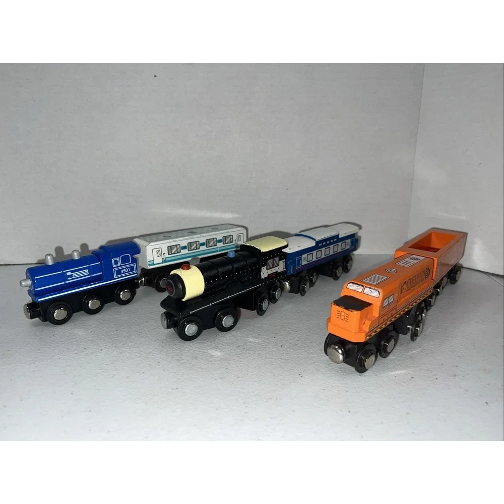 Battat Classic Trains Wooden Railroad Magnetic Toy Train Lot Of 6 Trains